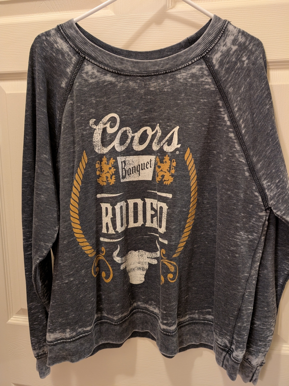 Recycled Karma Washed Charcoal Crewneck Sweatshirt with Gold Print